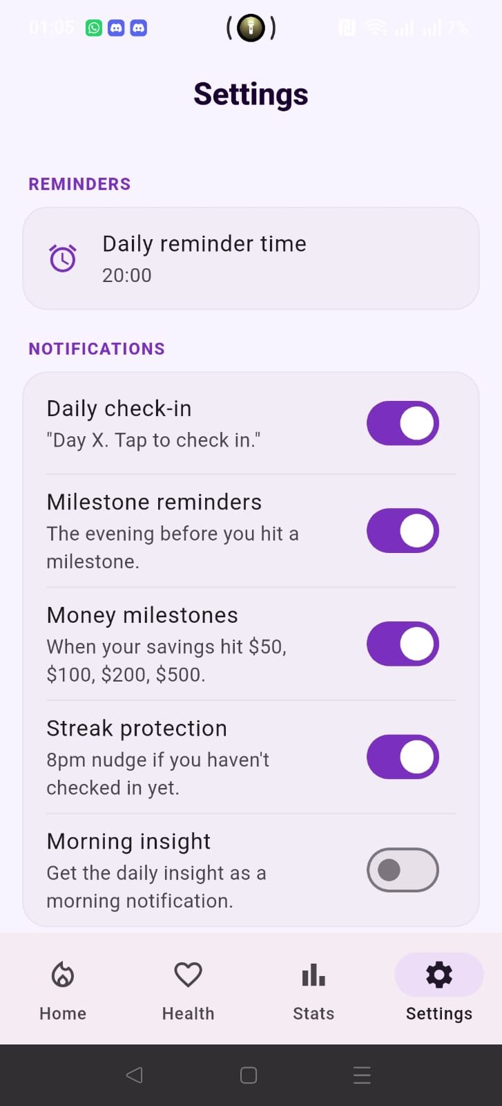 Settings Screen